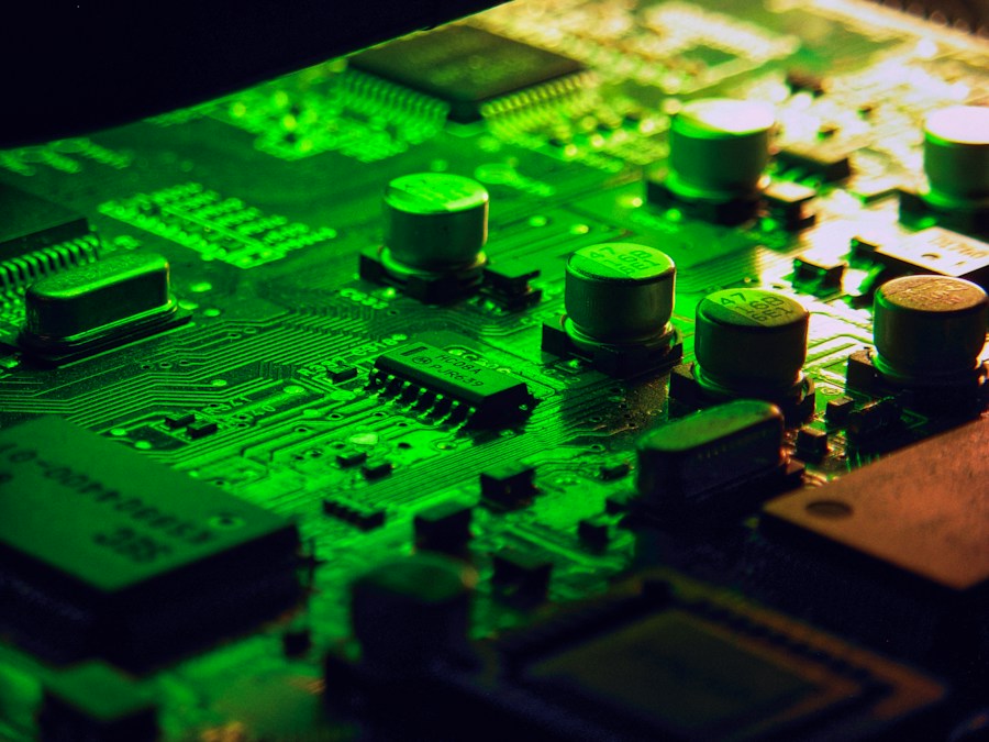 Close-up of electronic components on a circuit board